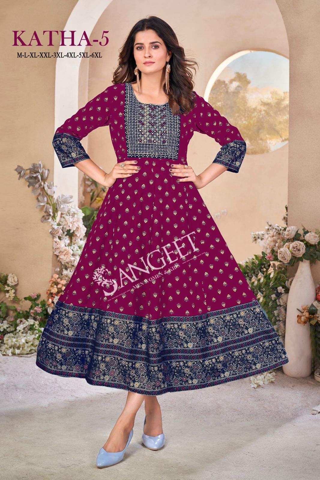 Katha 5 Rayon Embroidery Kurtis Wholesale Clothing Suppliers In India
